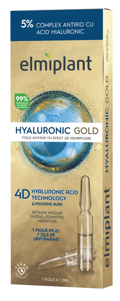 Fiole antirid Elmiplant Hyaluronic Gold, 7 x 1.3 ml