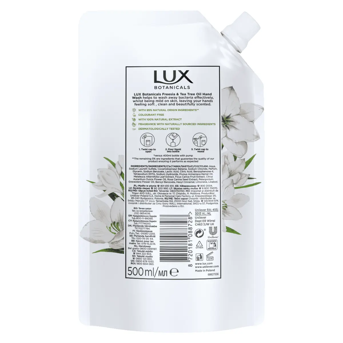 Rezerva Sapun lichid LUX Botanicals Freesia and Tea Tree Oil,  500ml