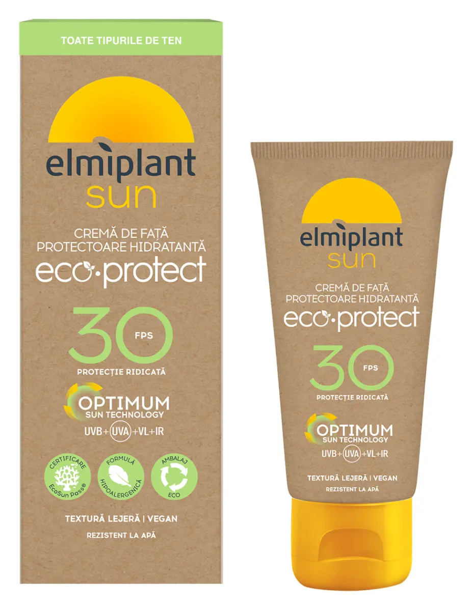 Crema de fata Elmiplant Sun cu protectie solara  Face Cream Eco, SPF 30, 50 ml