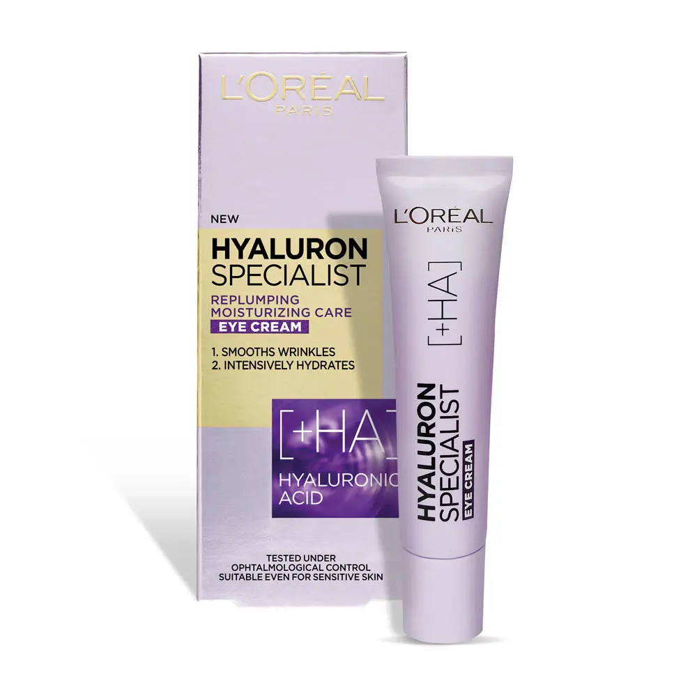 Crema pentru ochi antirid L'Oreal Paris Hyaluron Specialist cu acid hialuronic, 15 ml