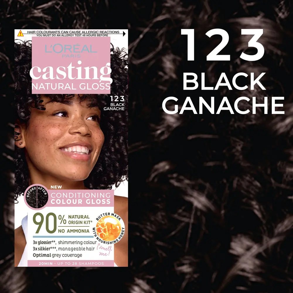 Vopsea de par semi-permanenta L'Oreal Paris Casting Natural Gloss 123 Black Ganache, 180 ml