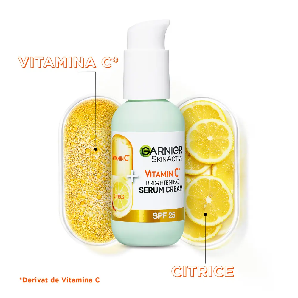 Serum crema cu Vitamina C Garnier Skin Active cu efect de iluminare, 50 ml