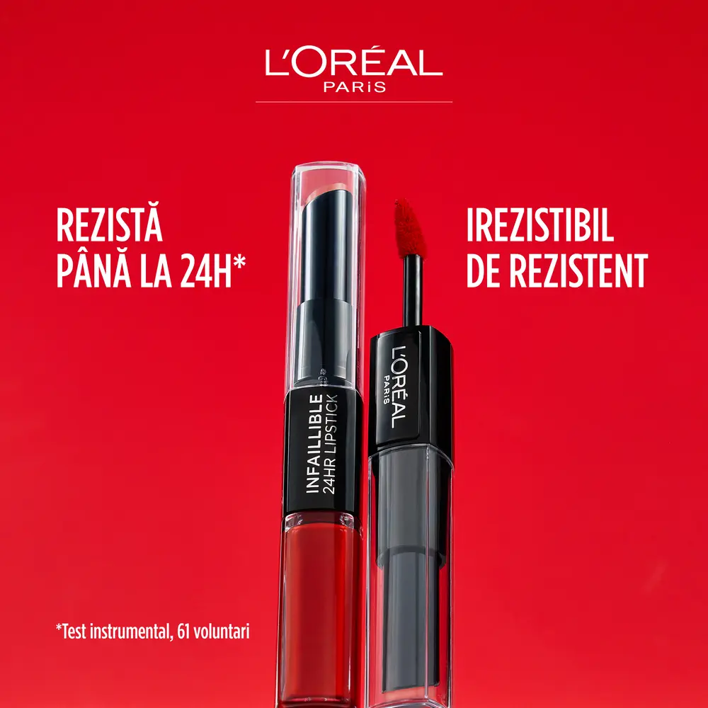 Ruj lichid rezistent la transfer L'Oreal Paris Infaillible 24H Lipstick Eternally Exposed, 6.4 ml