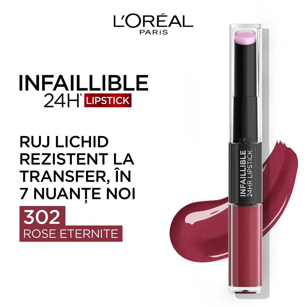 Ruj lichid rezistent la transfer L'Oreal Paris Infaillible 24H Lipstick Rose Eternite, 6.4 ml