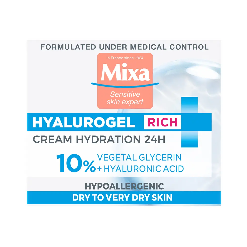 Crema hidratanta Mixa Hyalurogel Rich cu acid hialuronic pentru ten uscat, 50 ml