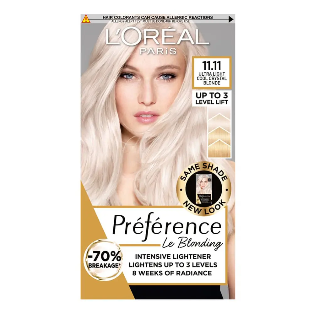 Vopsea de par permanenta cu amoniac L'Oreal Paris Preference Le Blonding 11.11 Blond Ultra Deschis cu Efect Cenusiu, 178 ml