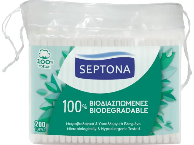 Betisoare biodegradabile Septona, punga 100 buc