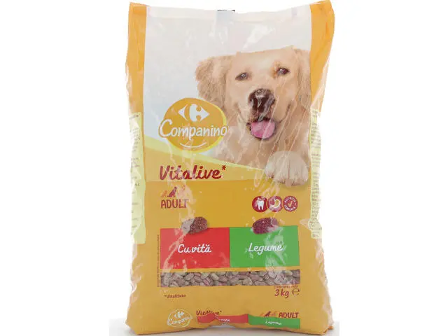 Hrana uscata pentru caini adulti Carrefour Companino cu vita si legume, 3 kg