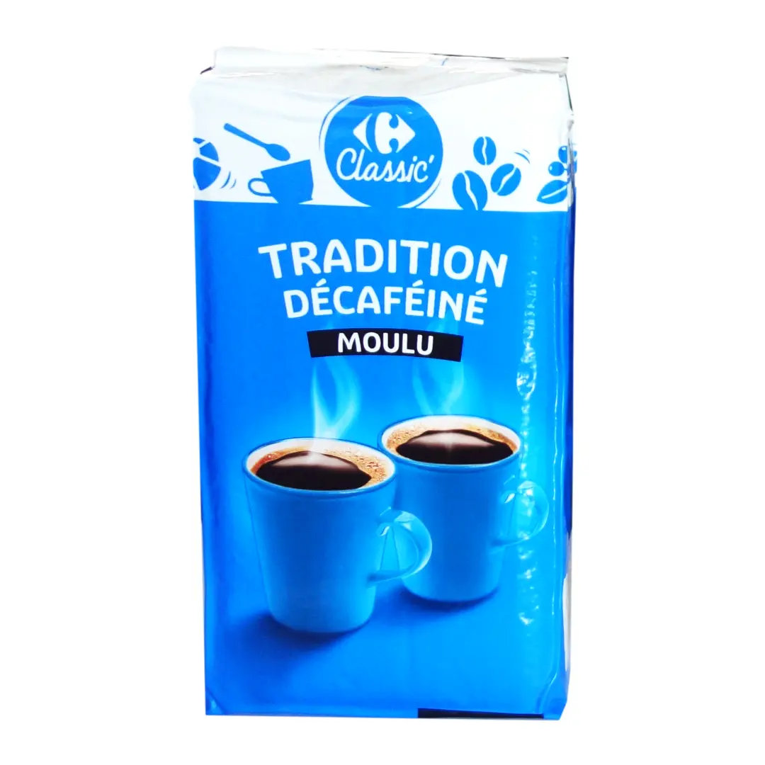Cafea macinata Carrefour Tradition decofeinizata, vidata, 250 G