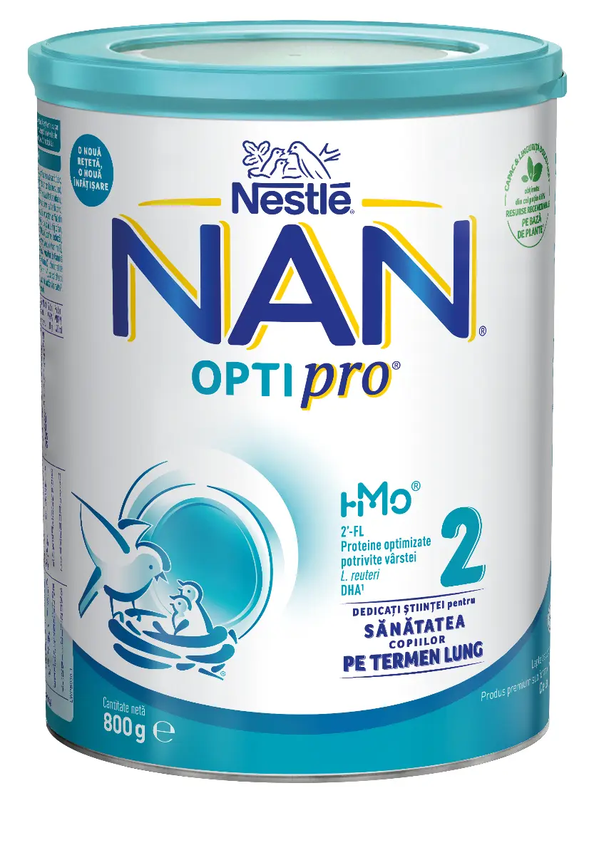 Lapte praf de continuare pentru sugari Nestle Nan Optipro 2 HMO, de la 6 luni, 800g