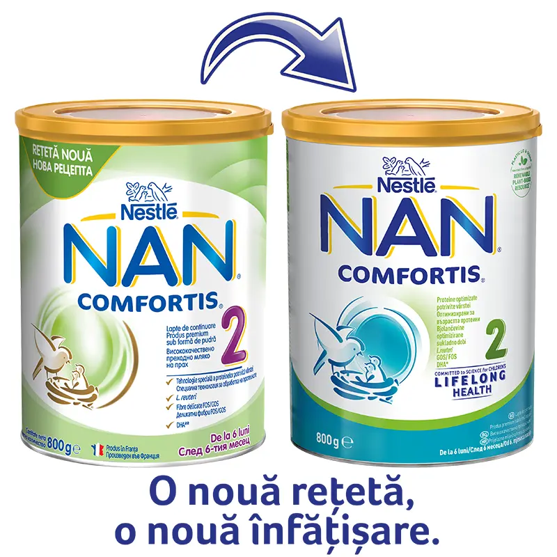 Lapte praf de continuare pentru sugari Nestle Nan Comfortis 2, de la 6 luni, 800g