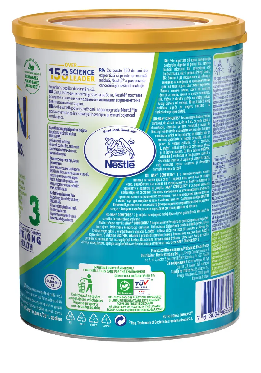 Lapte praf pentru copii de varsta mica Nestle Nan Comfortis 3, de la 1 an, 800g