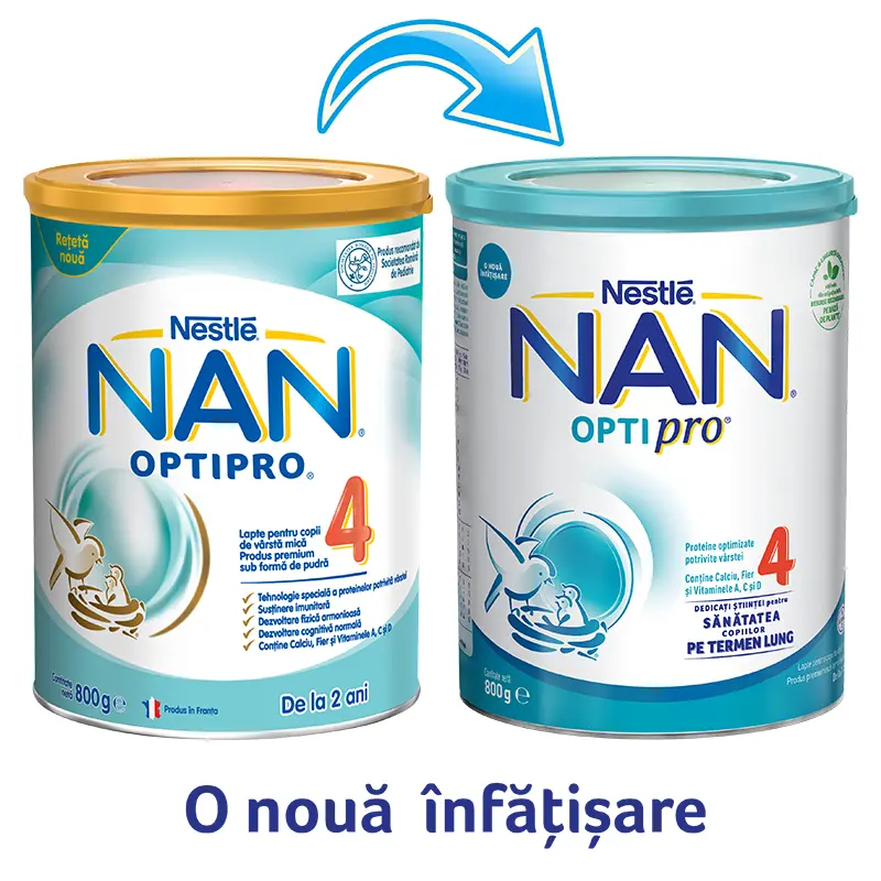 Lapte praf pentru copii de varsta mica Nestle Nan Optipro 4, de la 2 ani, 800g