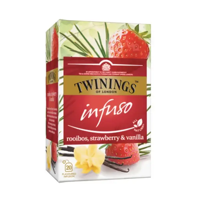 Ceai Twinings Pentru Infuzie Cu Rooibos Capsuni Si Vanilie 20x2g