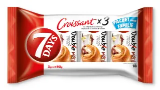 Croissant cu crema de cacao si vanilie 7 Days Double 3buc x 80g