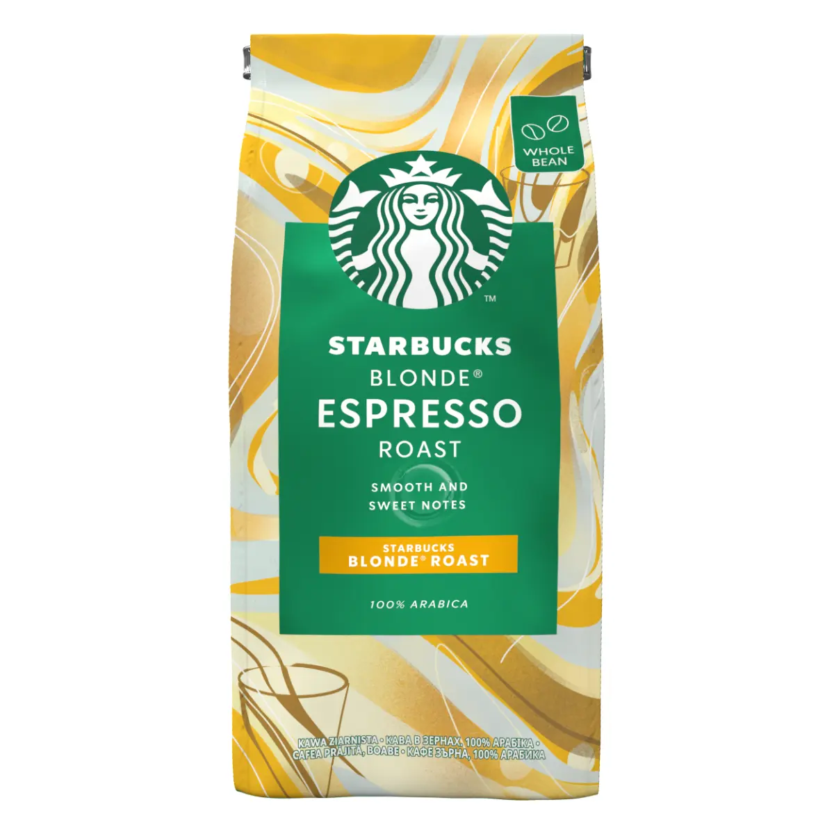 Cafea boabe Starbucks Blonde Espresso Roast, prajire usoara, punga 200g