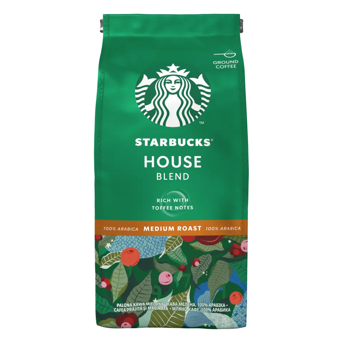 Cafea prajita si macinata Starbucks House Blend, prajire medie,  punga 200g