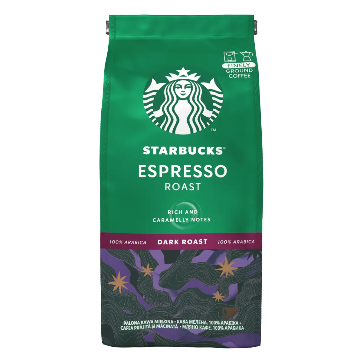 Cafea prajita si macinata Starbucks Espresso Roast, prajire intensa, punga 200g