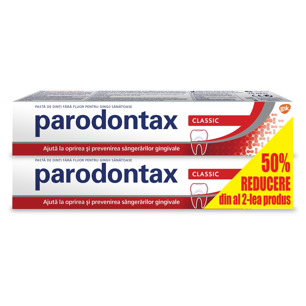 Pachet 1+1 pasta de dinti Parodontax Classic, 75ml (-50% din al doilea produs)