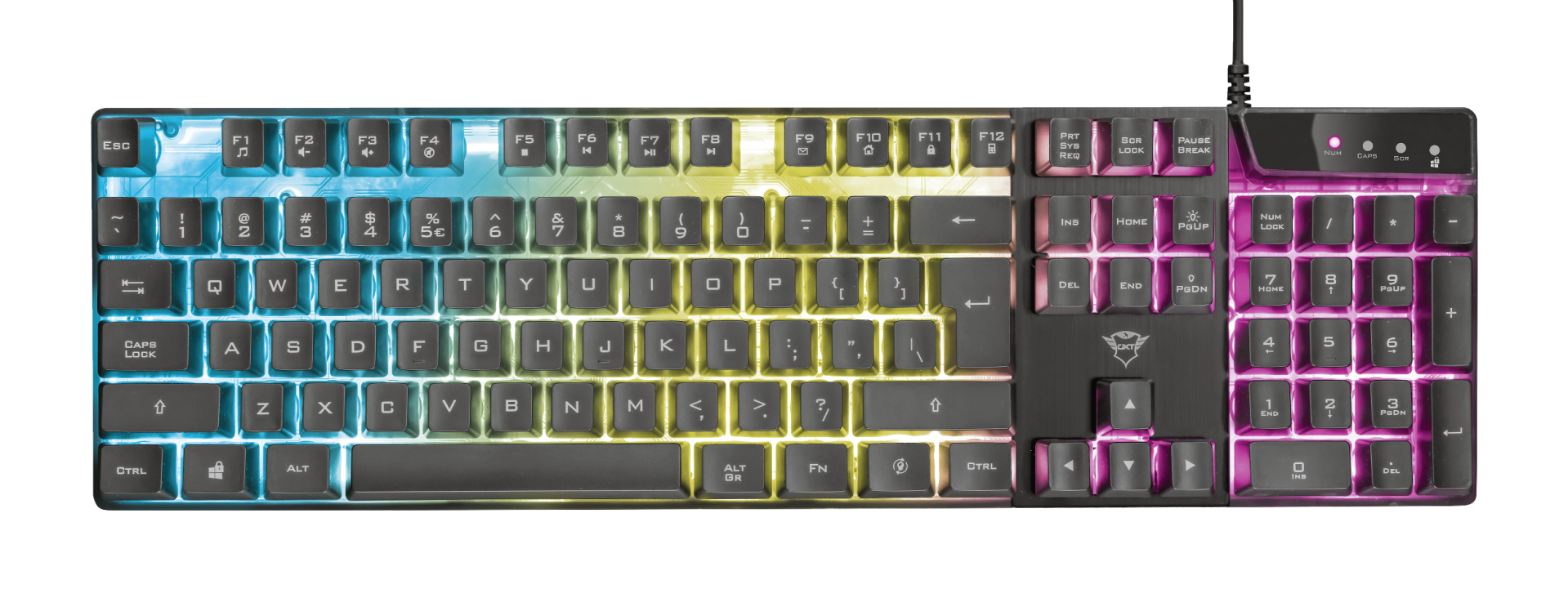 Tastatura gaming Trust AZOR GXT835, Iluminare RGB