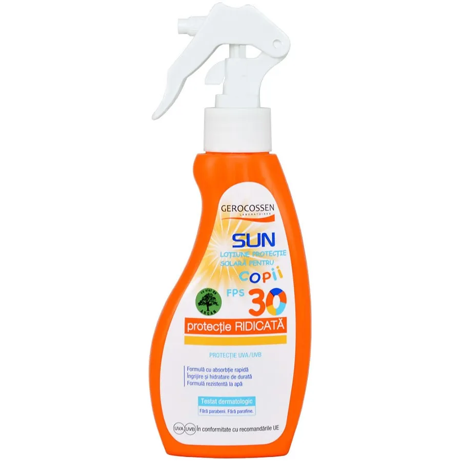 Lotiune spray Gerocossen pentru protectie solara copii SPF 30, 200 ml