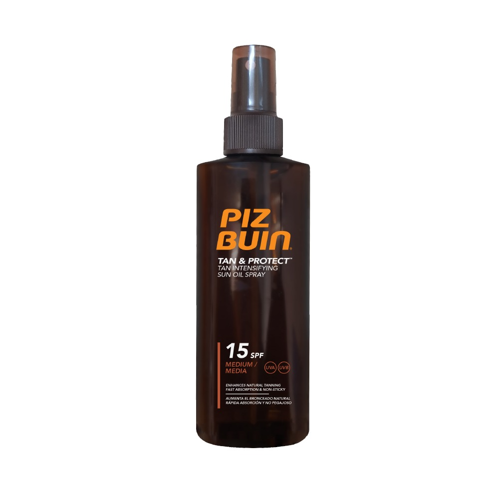 Ulei spray pentru bronzare accelerata si protectia bronzului Piz Buin, SPF 15, 150 ml