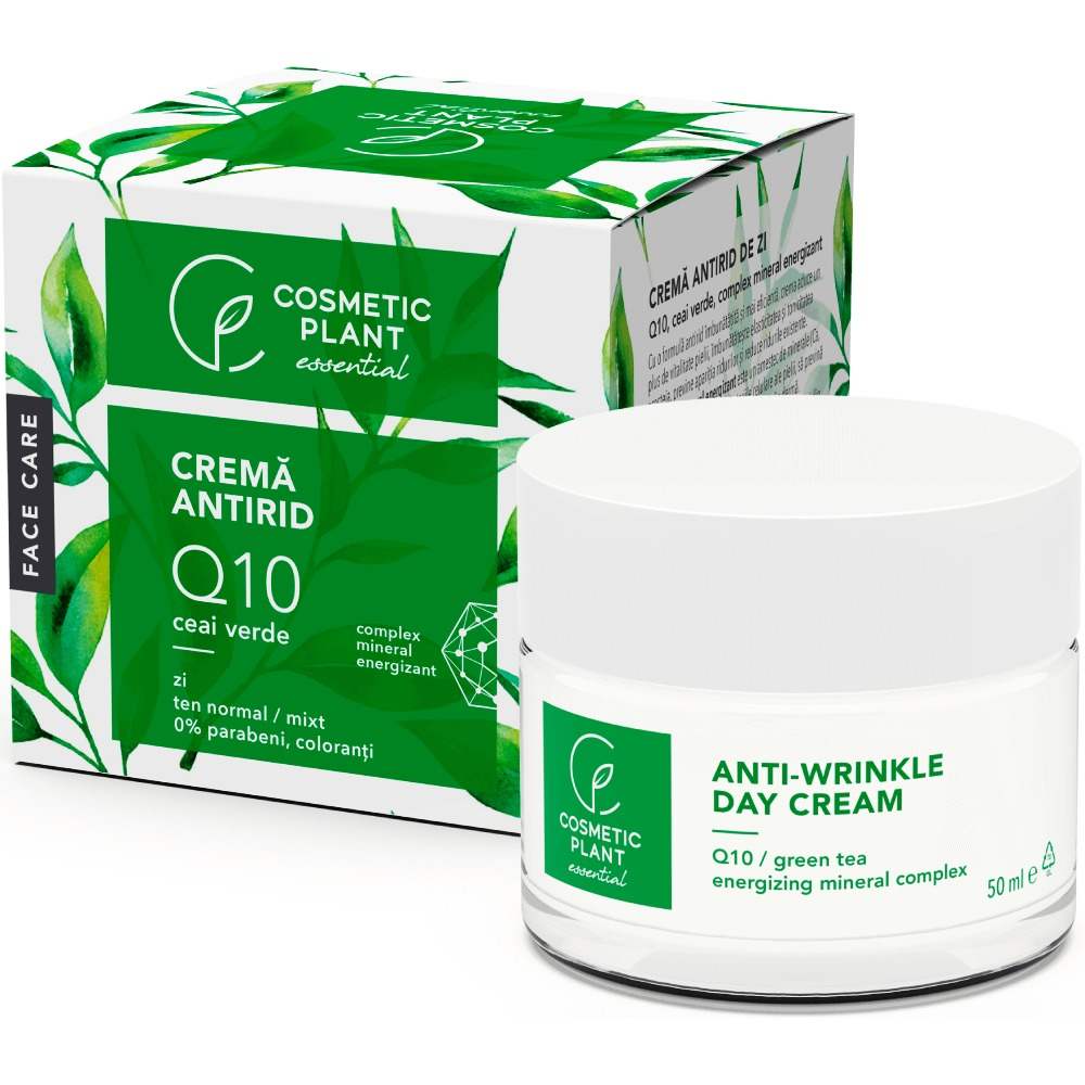 Crema antirid de zi Q10 + ceai verde si complex mineral energizant Cosmetic Plant, 50ml