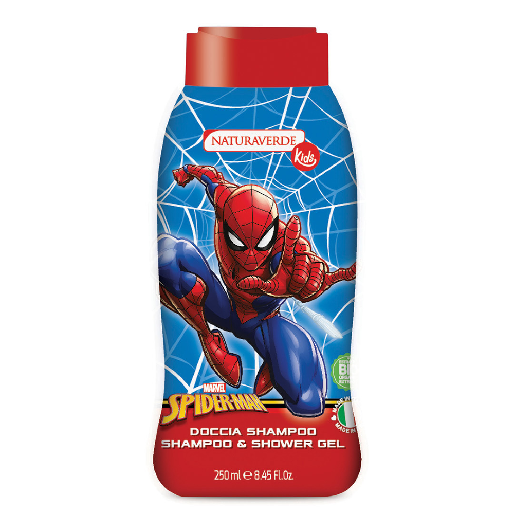 Sampon & gel de dus Naturaverde Spiderman, cu extracte organice de ovaz, 250 ml