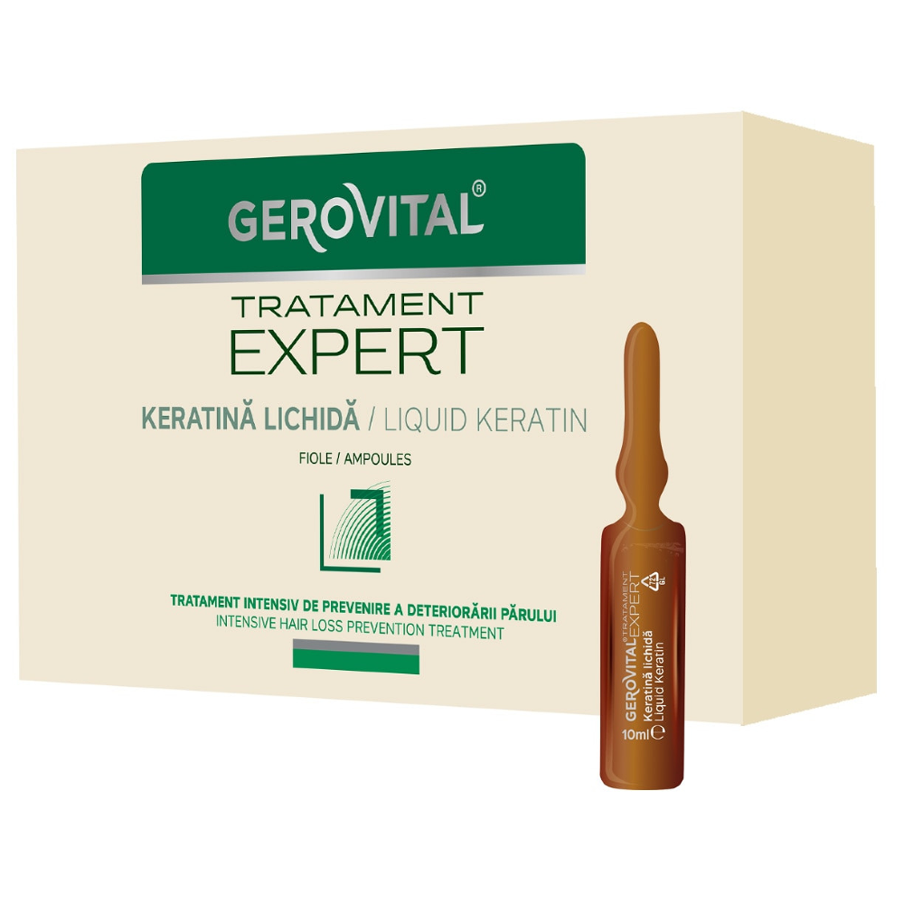 Keratina lichida Gerovital Tratament Expert, fiole 10 buc x 10 ml