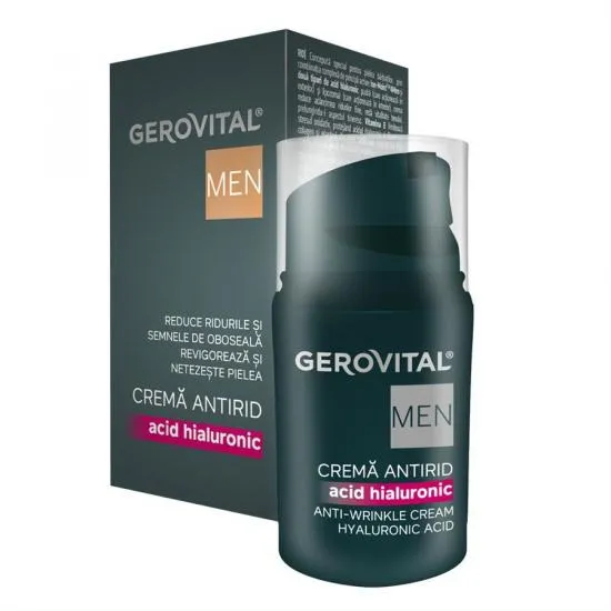 Crema antirid Gerovital Men cu acid hialuronic, 30 ml