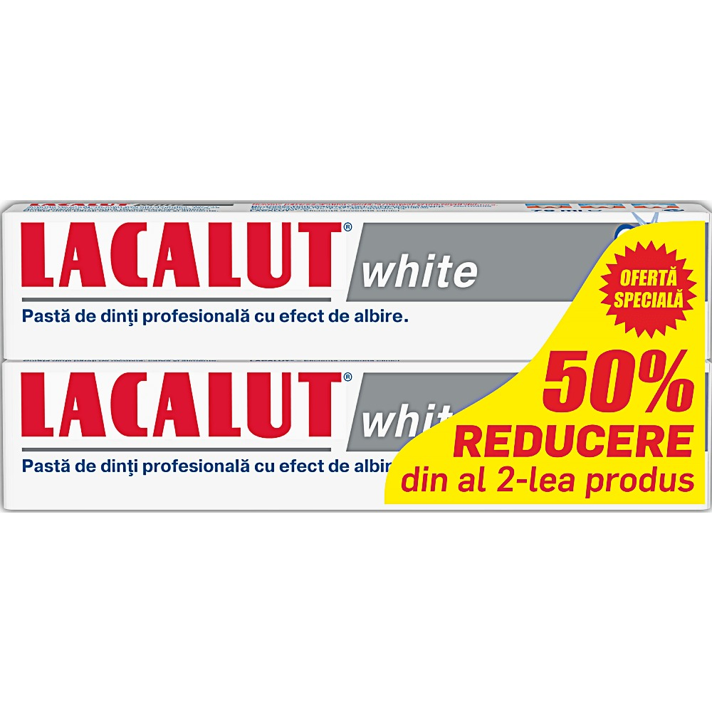 Set pasta de dinti Lacalut White, 2x75 ml