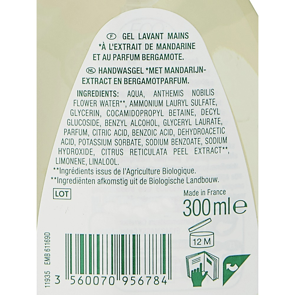 Gel curatare maini, Les Cosmetiques Bio, mandarine, 300 ml