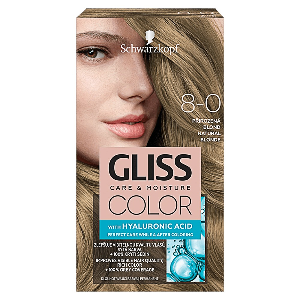 Vopsea de par Schwarzkopf Gliss Color 8-0 Blond Natural, 142ml