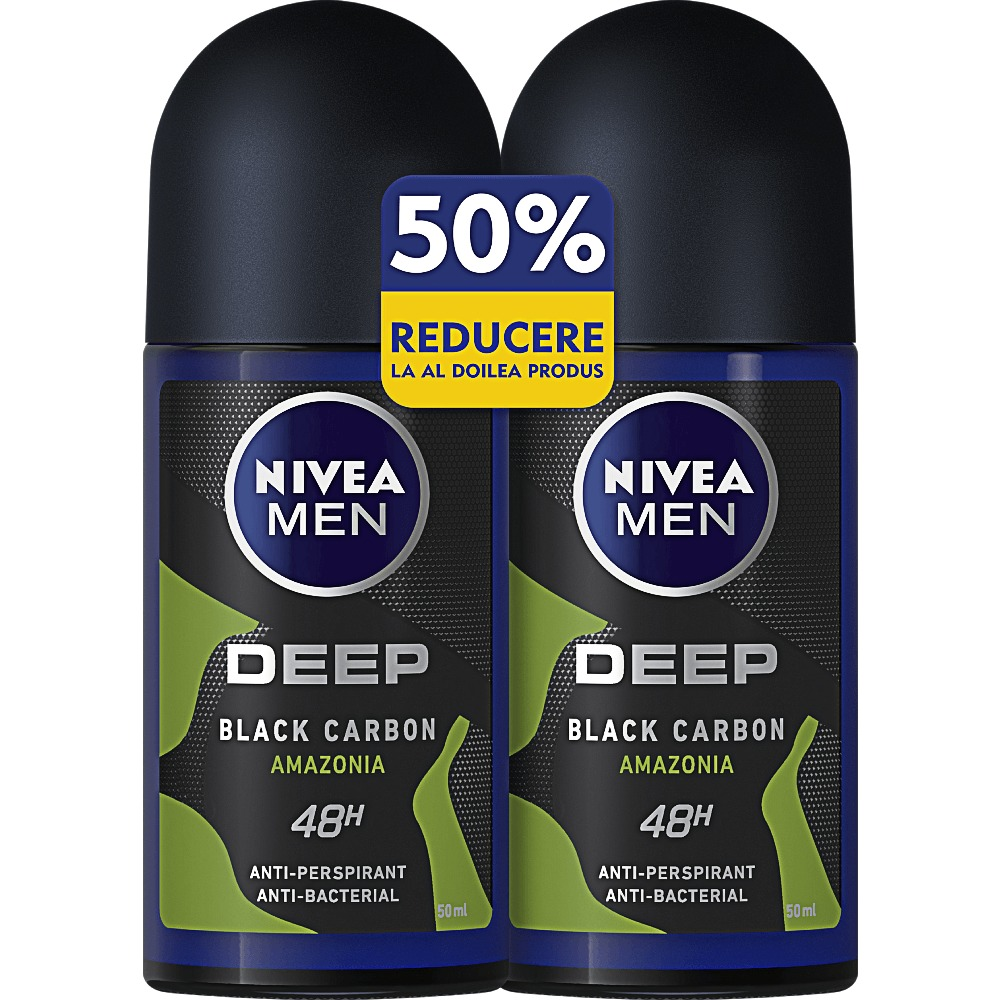 Deodorant roll-on Nivea Men Deep Amazonia, 1+1-50% gratis, 2x50ml