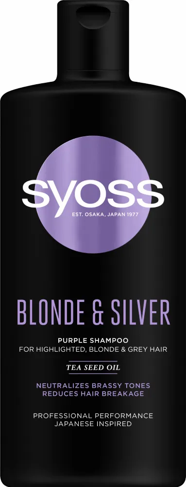 Sampon Syoss Blonde & Silver pentru par blond, argintiu sau cu suvite,440ML