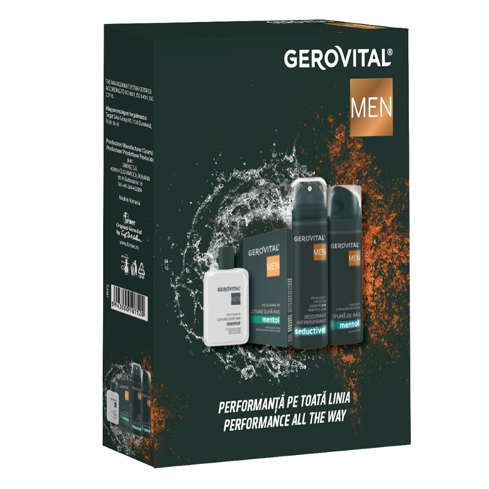 Set Gerovital Men Lotiune dupa ras, 100 ml + Deodorant, 150 ml + Spuma ...