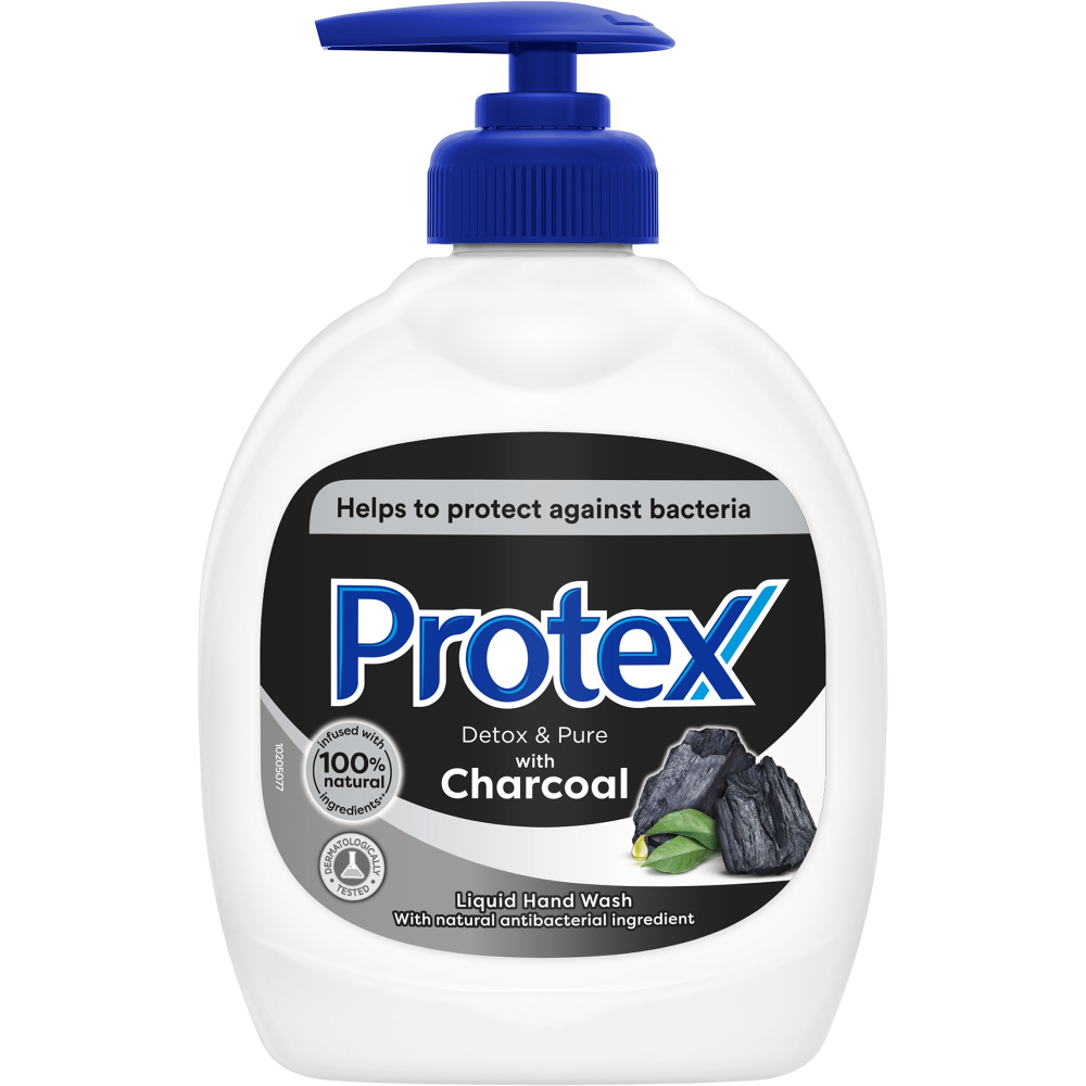 Sapun lichid Protex Detox & Pure Charcoal cu ingredient natural antibacterian, 300 ml