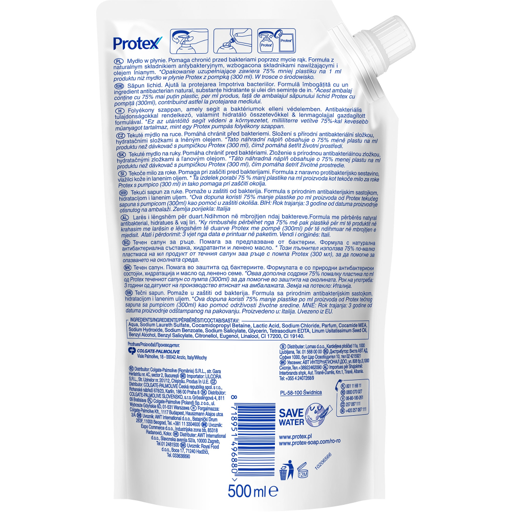 Rezerva sapun lichid Protex Ultra cu ingredient natural antibacterian, 500 ml