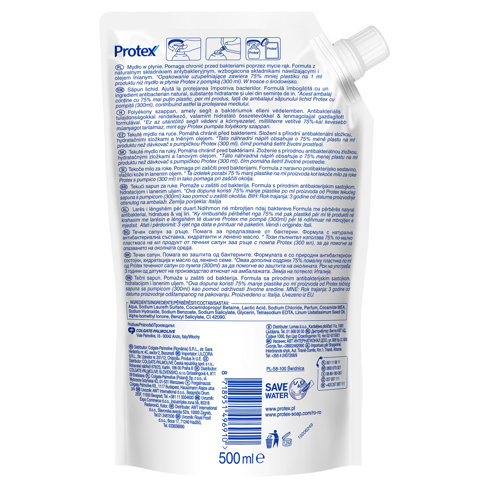 Rezerva sapun lichid Protex Fresh cu ingredient natural antibacterian, 500 ml