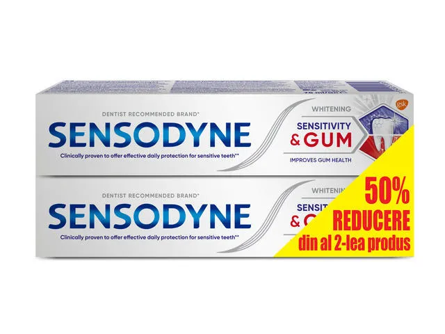Pasta de dinti Sensodyne Sensitvity&Gum 75ml, 1+1-50%