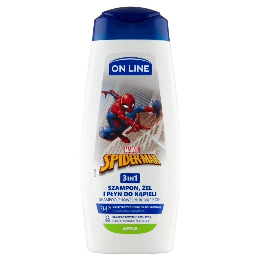Gel de dus, sampon & spumant de baie On Line 3 in 1 Spiderman, pentru copii 400 ml