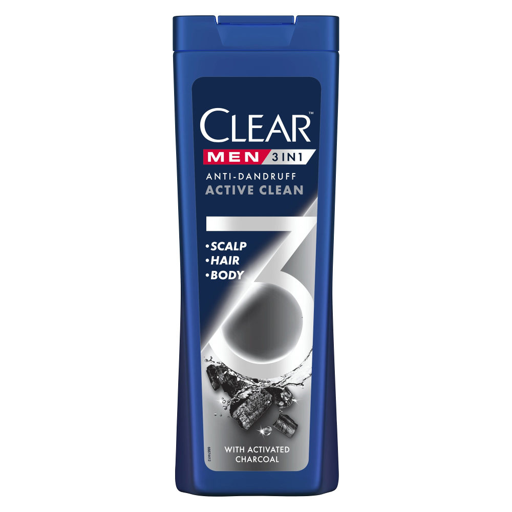 Sampon Clear Men 3 in 1 Active Clean, 360 ml