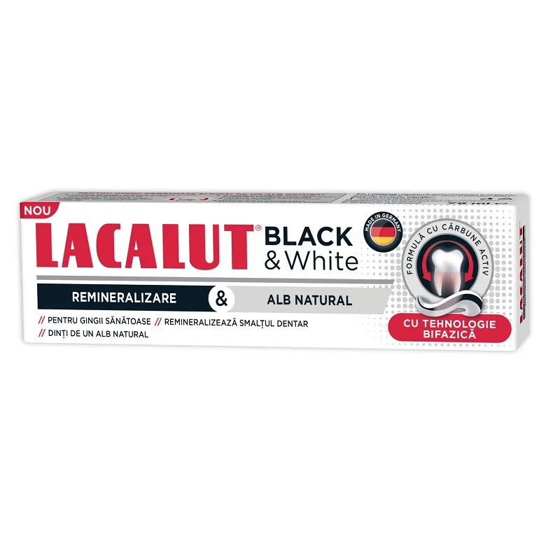 Pasta de dinti Lacalut Black & White, 75 ml