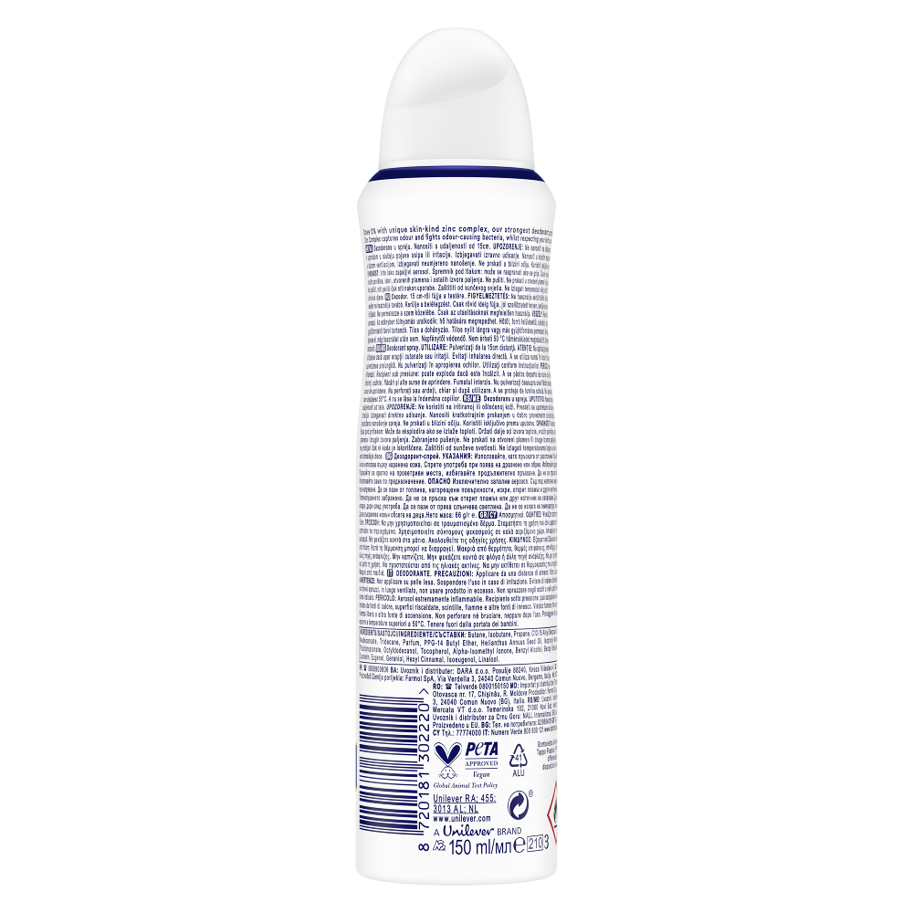 Deodorant spray Dove  Dove Original cu 0% saruri de aluminiu 150ml