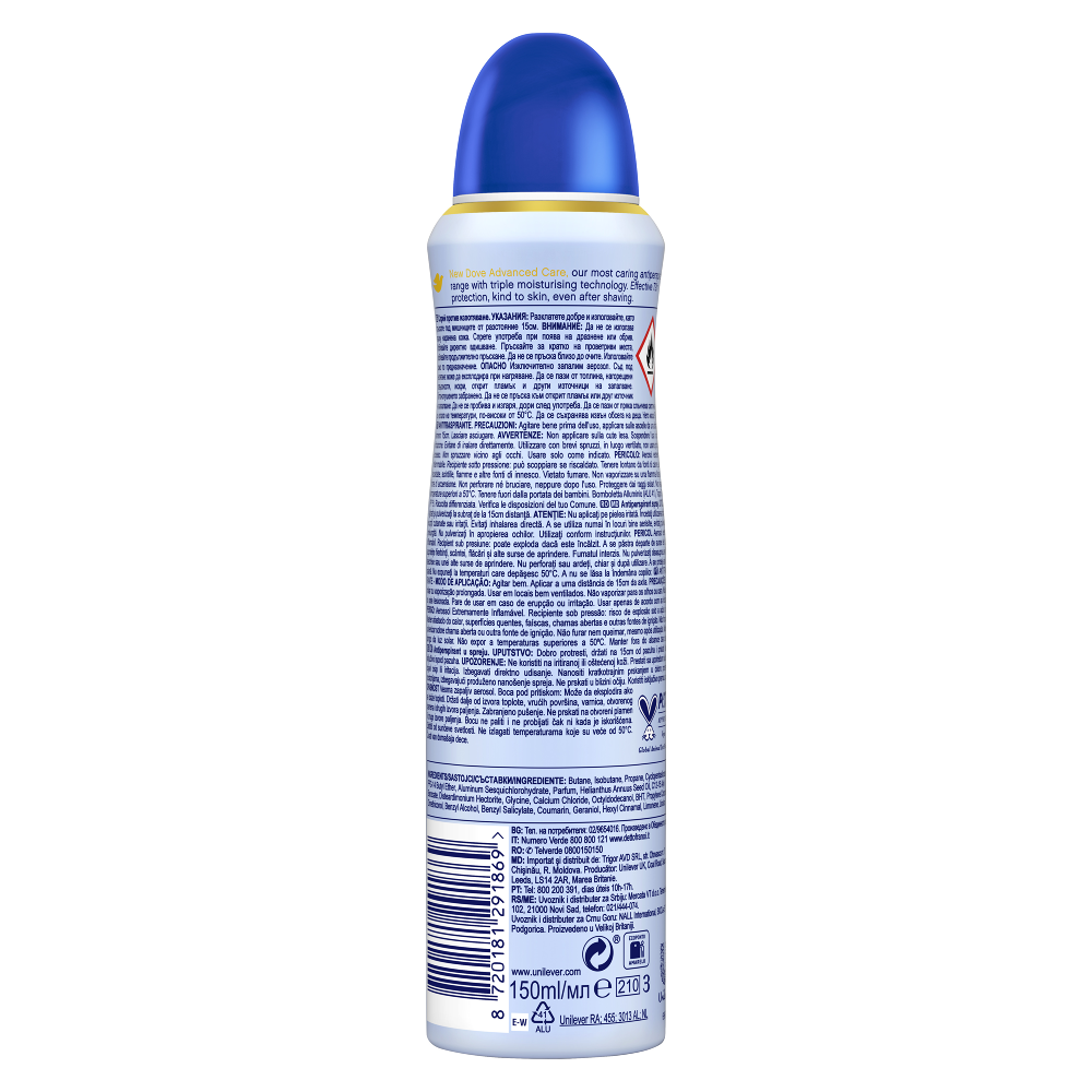 Deodorant spray Dove Advanced Care Talco 150ml