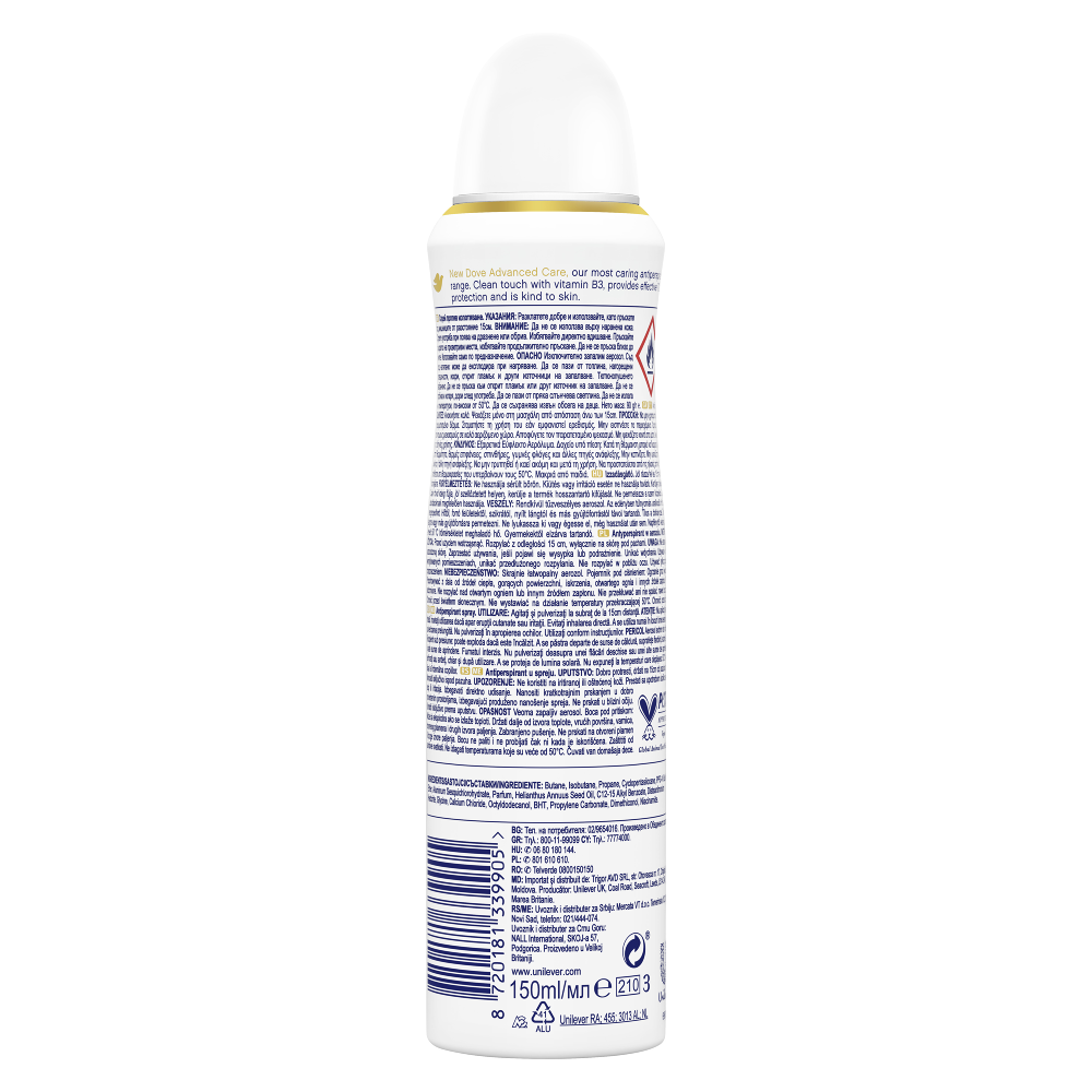 Deodorant spray Dove Advanced Care Clean Touch 150ml