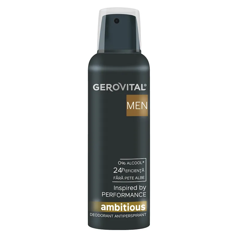 Deodorant antiperspirant pentru barbati Gerovital Men Ambitious, 150 ml