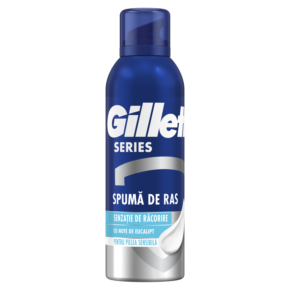 Spuma de ras Gillette Series racoritoare cu Eucalipt, 200 ml