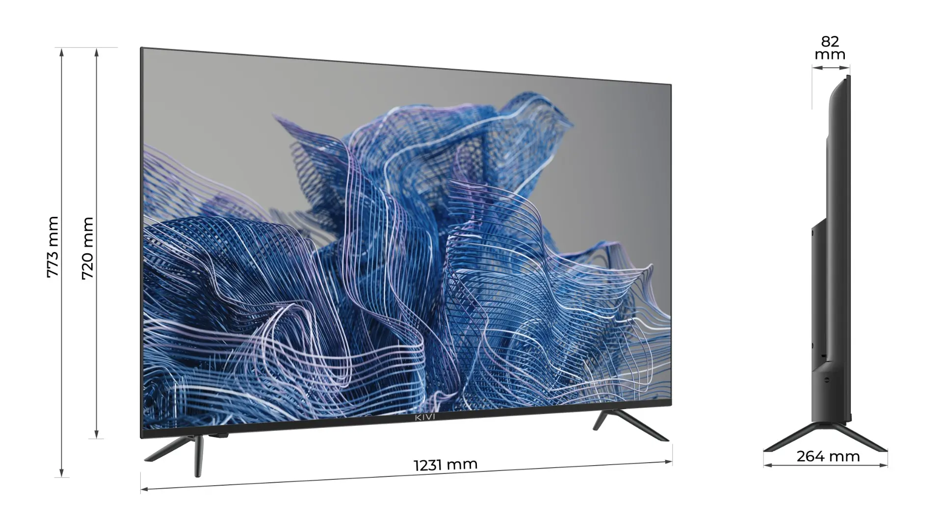Televizor LED Smart, KIVI 55U740NB, 139 cm, 4K UHD, Android TV, Clasa G, Negru