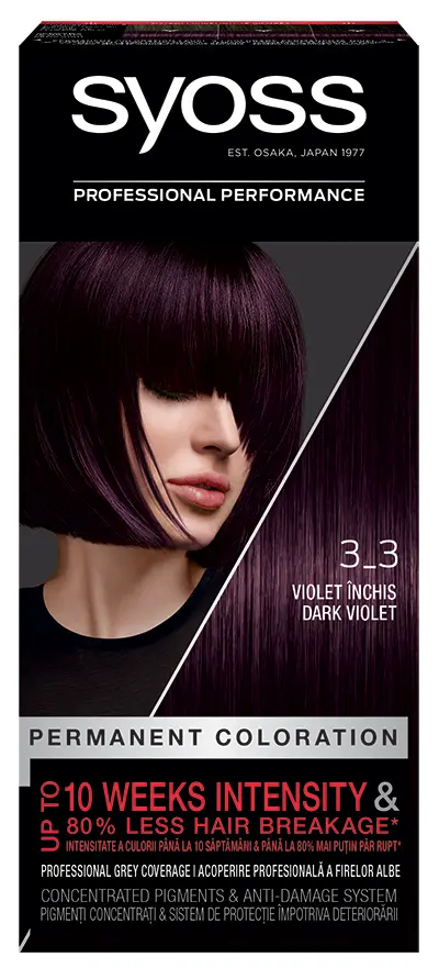 Vopsea pemanenta Syoss Color Baseline 3-3 Violet Inchis, 115 ml